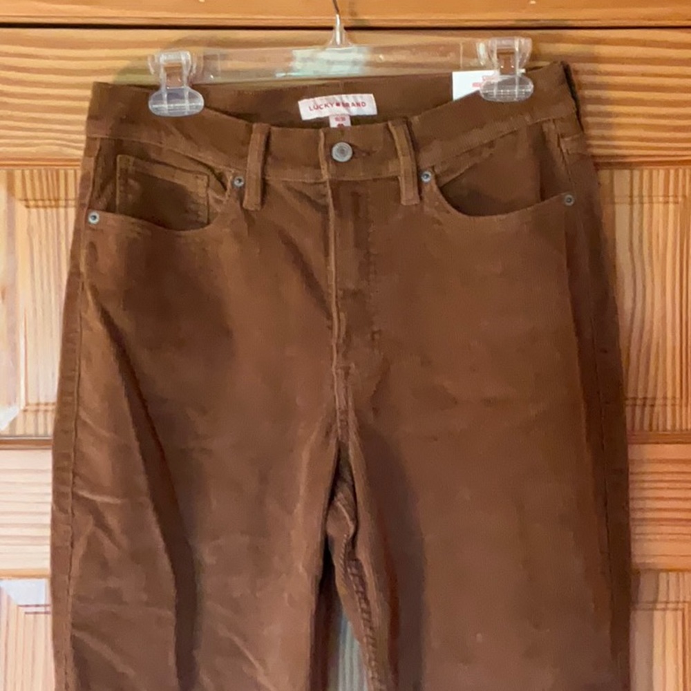Lucky Brand Stevie high rise flare size 10/30 corduroy brown pants NWT